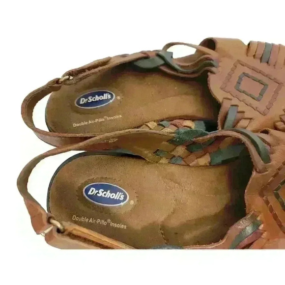 Dr Scholls Double Air Pillo Sandals 7.5M Basket Weave Native Western Leather - Picture 6 of 9
